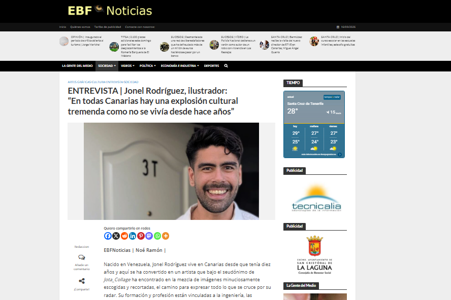 EL BLOGO FEROZ | ENTREVISTA | Jonel Rodríguez, ilustrador: “En todas Canarias hay una explosión cultural tremenda como no se vivía desde hace años”