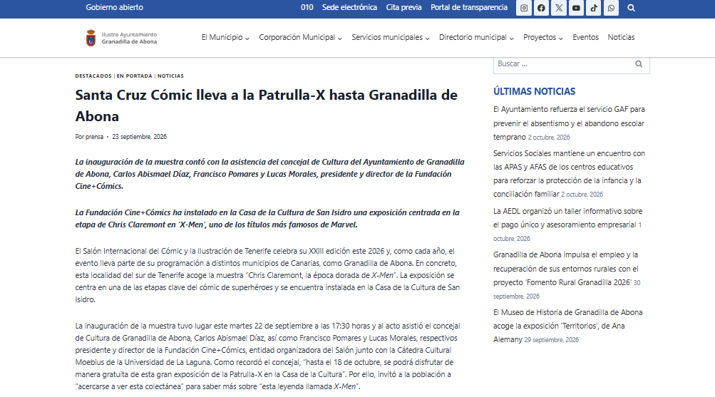 AYUNTAMIENTO DE GRANADILLA DE ABONA | Santa Cruz Cómic lleva a la Patrulla-X hasta Granadilla de Abona