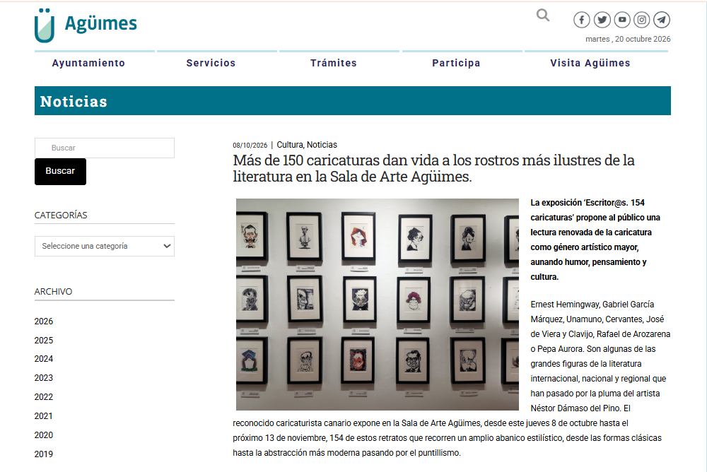 AGÜIMES.ES | Más de 150 caricaturas dan vida a los rostros más ilustres de la literatura en la Sala de Arte Agüimes.