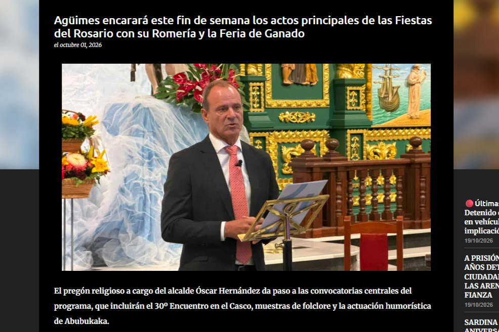 GRAN CANARIA TV | Agüimes encarará este fin de semana los actos principales de las Fiestas del Rosario con su Romería y la Feria de Ganado