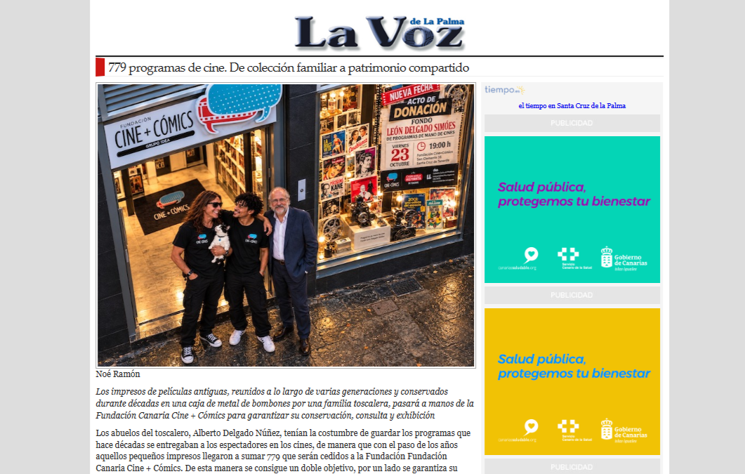 LA VOZ DE LA PALMA | 779 programas de cine. De colección familiar a patrimonio compartido