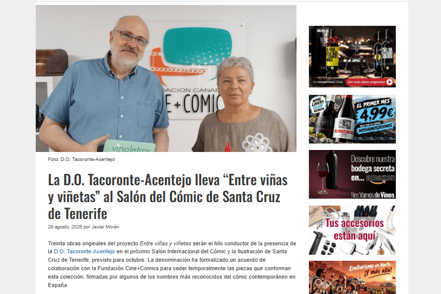 NOS VAMOS DE VINOS | La D.O. Tacoronte-Acentejo lleva “Entre viñas y viñetas” al Salón del Cómic de Santa Cruz de Tenerife