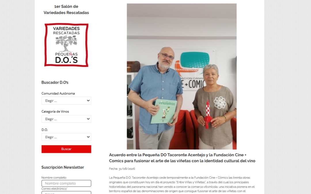 PEQUEÑAS D.O.’S | Acuerdo entre la Pequeña DO Tacoronte Acentejo y la Fundación Cine + Comics para fusionar el arte de las viñetas con la identidad cultural del vino