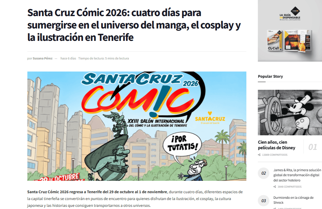 SHOWROOM | Santa Cruz Cómic 2026: cuatro días para sumergirse en el universo del manga, el cosplay y la ilustración en Tenerife