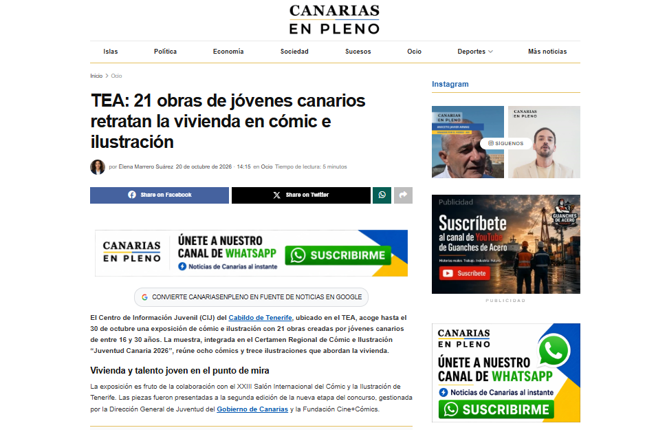 CANARIAS EN PLENO | TEA: 21 obras de jóvenes canarios retratan la vivienda en cómic e ilustración